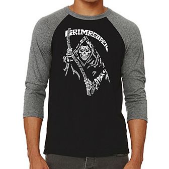 Men's Raglan Baseball Word Art T-shirt - Grim Reaper
