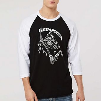 Men's Raglan Baseball Word Art T-shirt - Grim Reaper