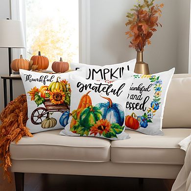 G128 18 x 18 In Fall Pumpkin Thankful Waterproof Pillow, Set of 4