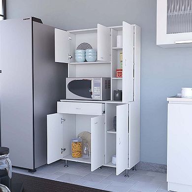 Venice 90 Pantry Cabinet, Multiple Cabinets, One Drawer, Two Open Shelves