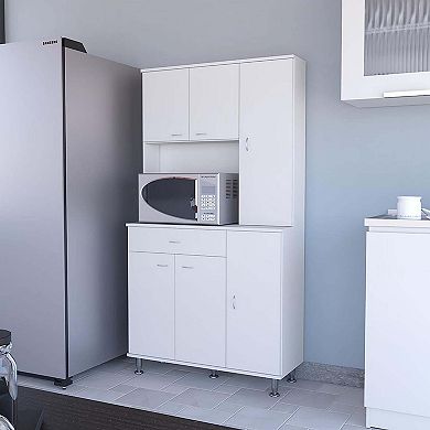 Venice 90 Pantry Cabinet, Multiple Cabinets, One Drawer, Two Open Shelves