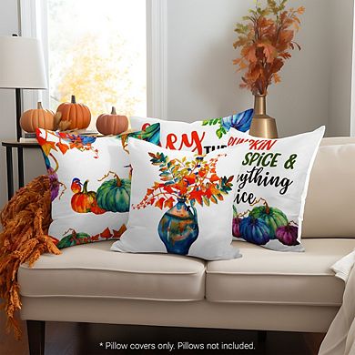 G128 Fall Decoration Pumpkin Oil Painting Style Waterproof Throw Pillow Covers 18 x 18 In, Set of 4