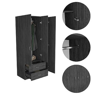 Eureka Three Door Armoire, Two Drawers, Rod