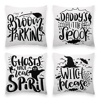 G128 18 x 18 in Halloween Spooky Waterproof Pillow, Set of 4