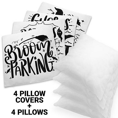 G128 18 x 18 In Halloween Spooky Waterproof Pillow, Set of 4