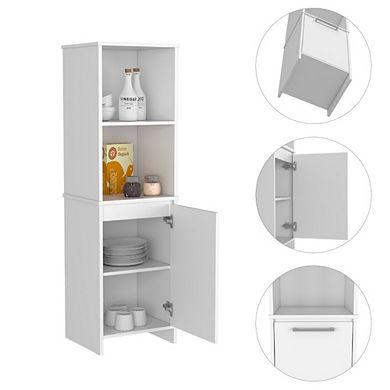 Danforth Pantry Cabinet, Single Door Cabinet, Four Shelves