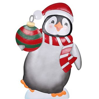 24 Inch Metal Christmas Penguin Outdoor Yard Décor