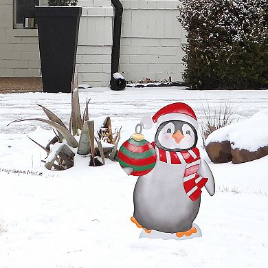 24 Inch Metal Christmas Penguin Outdoor Yard Décor