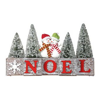Christmas NOEL LED Pre-Lit Tabletop Decorative Wood Blocks