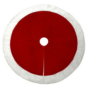 54 Inch Velvet Tree Skirt with Hi-Pile White Border
