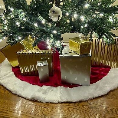 54 Inch Velvet Tree Skirt with Hi-Pile White Border