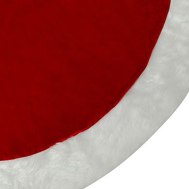 54 Inch Velvet Tree Skirt with Hi-Pile White Border
