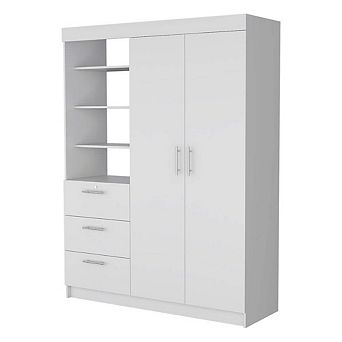 Tempe 3 Drawers Armoire, 3 tier Shelf, 2-Door