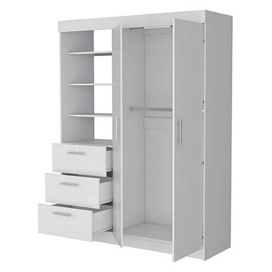 Tempe 3 Drawers Armoire, 3-Tier Shelf, 2-Door