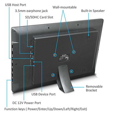 Digital Photo Frame, 1366x768, Multimedia/SD/USB Support