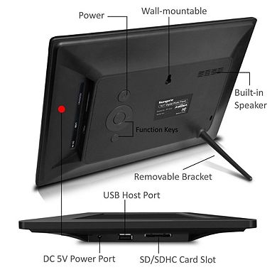 Digital Photo Frame, 1024x600 - USB & SD card Support