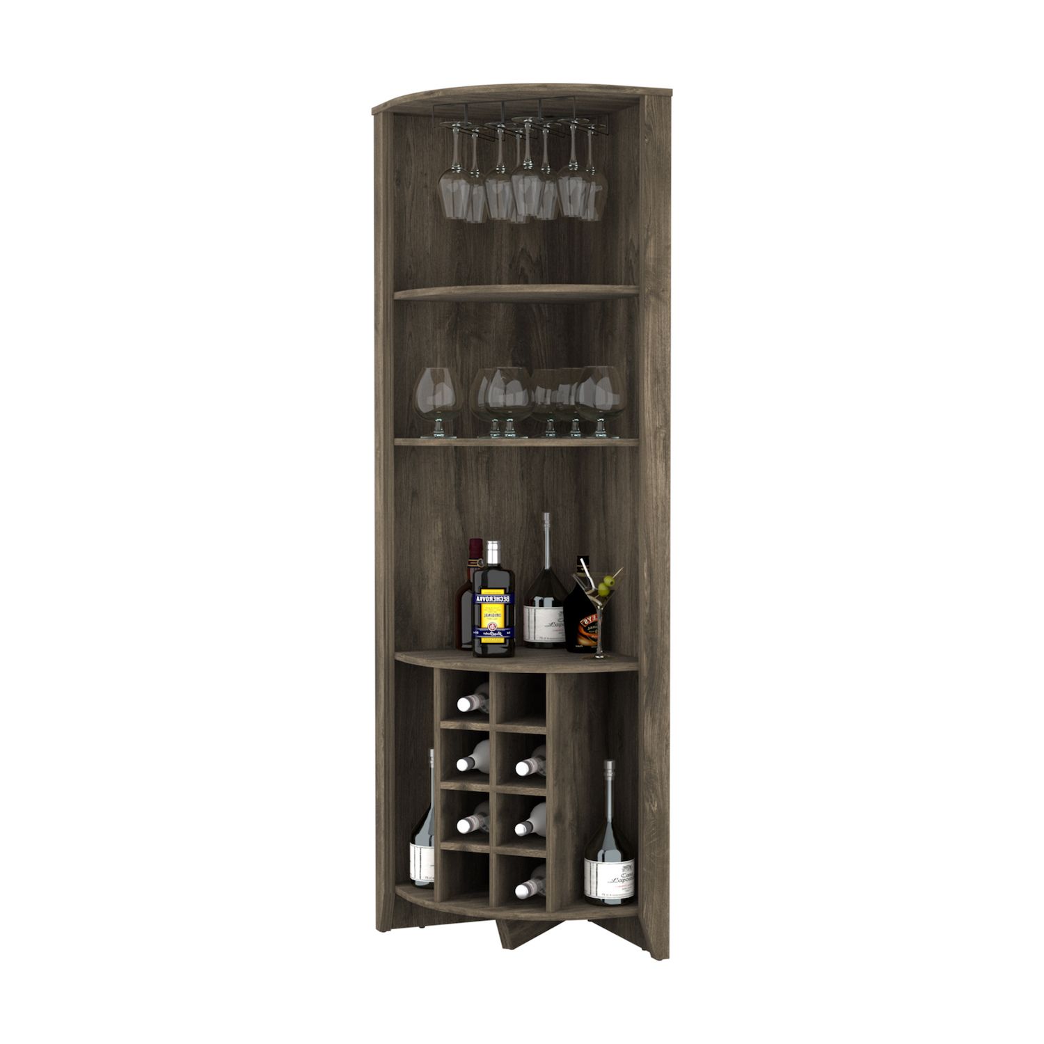 Sunnydaze Lavina Wine Cabinet with Glass and Bottle Storage Shelves