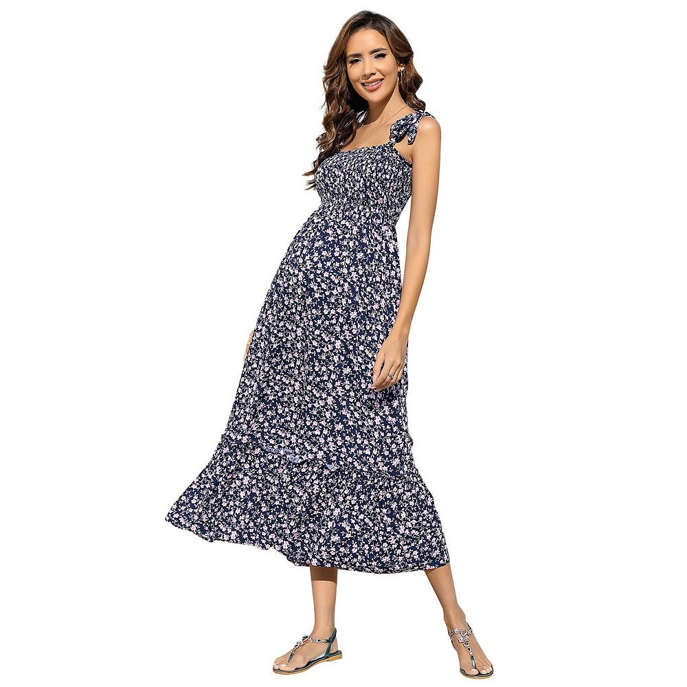 Women's Boho Floral Beach Sundress Sleeveless Summer Maxi Dress Spaghetti Straps Casual Smocked Flowy A-Line Dress Party Long Dresses For Women – Buy The Best Products In The Online Store