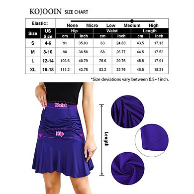 Wrap Skirts for Women Solid Color High Waist Ruched Wrapped Hip Pleated Ruffle Flare Swing Mini Skirt
