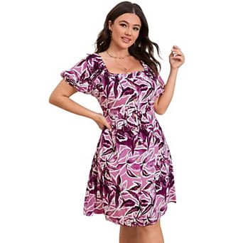 Women's Plus Size Wrap V Neck Velvet Dress Swing Dress Long Sleeve Party Dress