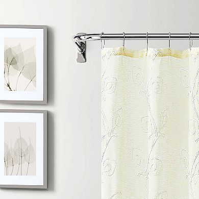 Dainty Home Stella 3D Floral Chenille Embroidered Linen Textured Shower Curtain