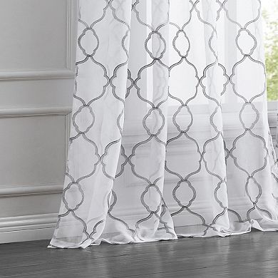 Dainty Home Springfield Glitter Embroidered Sheer Grommet Single Curtain Panel