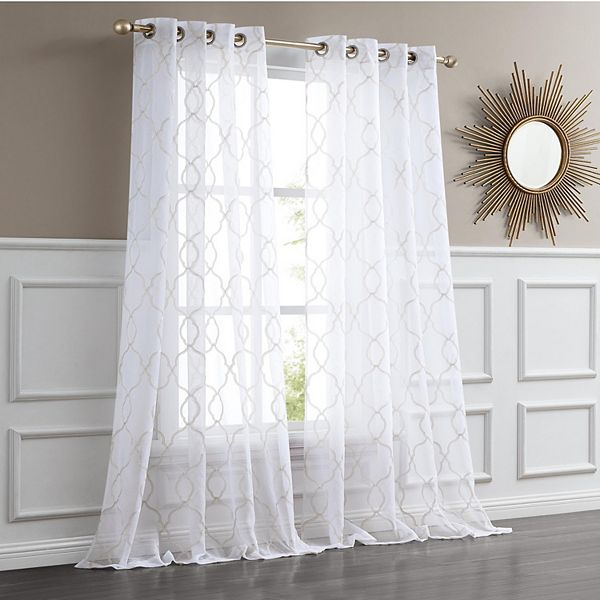 Dainty Home Springfield Glitter Embroidered Sheer Grommet Single ...