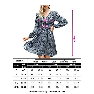 Women's Long Sleeve Wrap Smocked Waist Chiffon Leopard Print Mini Dress