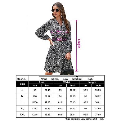 Women's Long Sleeve Wrap Smocked Waist Chiffon Leopard Print Mini Dress