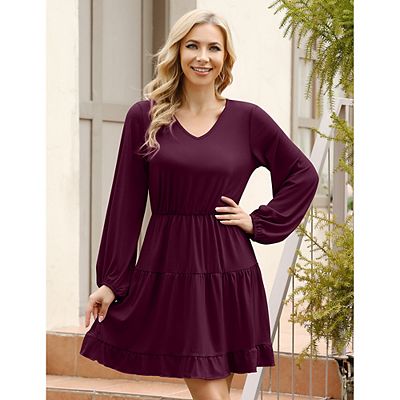 white christmas dresses Burgundy Short Dress with Jewel Detail main image 0