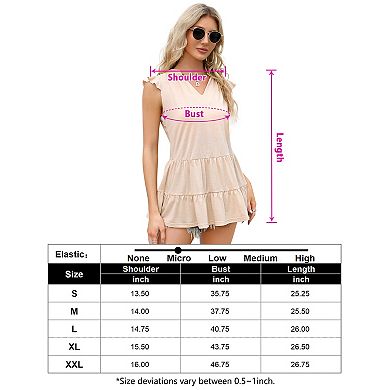 Ruffle Cap Sleeve Tunic Tops for Women Loose Babydoll Shirt Blouse