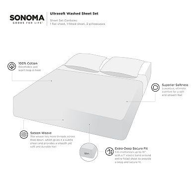 Sonoma Goods For Life Ultrasoft Washed Cotton Sheet Set or Pillowcase Set