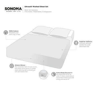 Sonoma Goods For Life® Ultrasoft Washed Cotton Sheet Set or Pillowcase Set