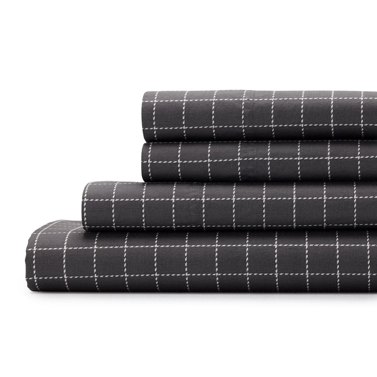 Sonoma Goods For Life® Ultrasoft Washed Cotton Sheet Set with Pillowcases - Charcoal Grid, KING SET