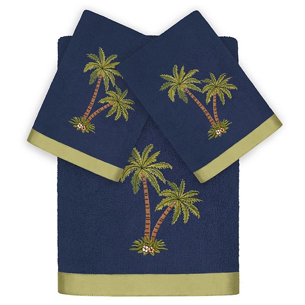 Linum Home Textiles Palmera 3-Piece Embellished Bath & Hand Towel Set - Marine