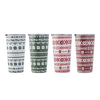 Cambridge 4 pc 20-oz. Fair Isle Highball Glass Set