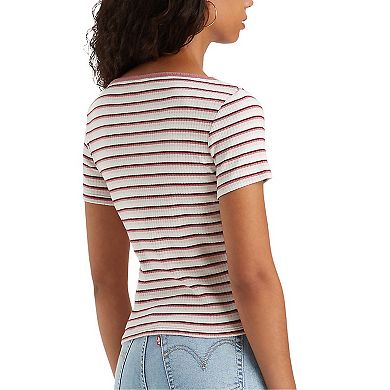 Women's Levi's Britt Striped Snap-Front Short Sleeve Top