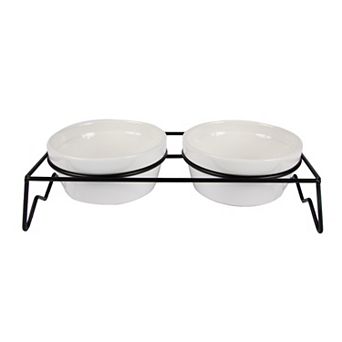 SportPet White Ceramic Double Diner Pet Bowl