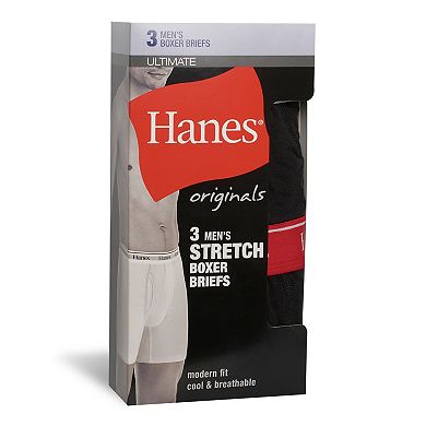 Men's Hanes® Originals Ultimate 3-Pack Boxer Briefs with Moisture-Wicking Stretch Cotton