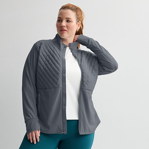 Plus Size Tek Gear® Woven Mixed Media Zip Front Jacket