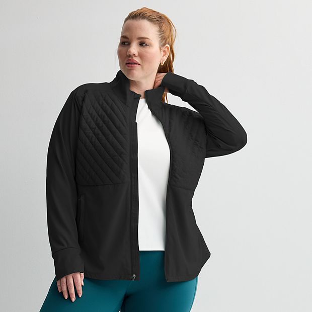 Plus Size Tek Gear® Woven Mixed Media Zip Front Jacket