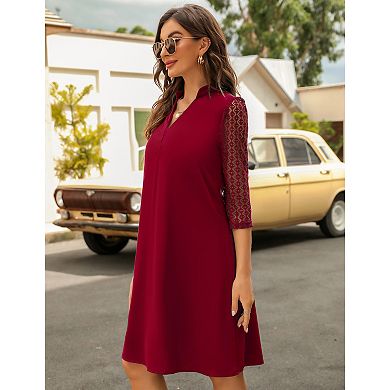 Womens Long Sleeve Mini Dress Casual Loose Flowy Swing Tunic Dresses For Spring Fall