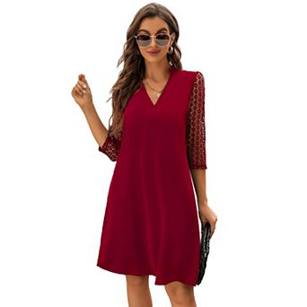 Womens Long Sleeve Mini Dress Casual Loose Flowy Swing Tunic Dresses For Spring Fall