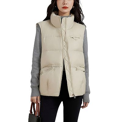 Womens Puffer Vest Ladies Sleeveless Zip Up Outerwear Warm Lightweight Down All Winter Jackets Coats