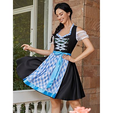 Women's German Dirndl Dress Traditional Bavarian Oktoberfest Costumes Body Sculpting Stage Costume Maid Costume for Adult