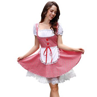 Women's German Dirndl Dress Traditional Bavarian Carnival Halloween Costume