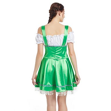 Women's Bavarian Festival Traditional 3 Pcs German Oktoberfest Dresses With Heart Shaped Fringe Hem