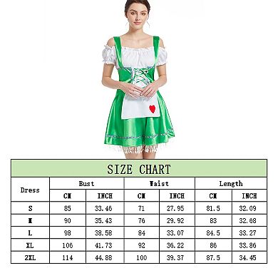 Women's Bavarian Festival Traditional 3 Pcs German Oktoberfest Dresses With Heart Shaped Fringe Hem