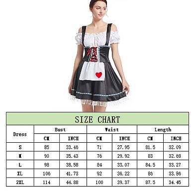 Women's Bavarian Festival Traditional 3 Pcs German Oktoberfest Dresses With Heart Shaped Fringe Hem
