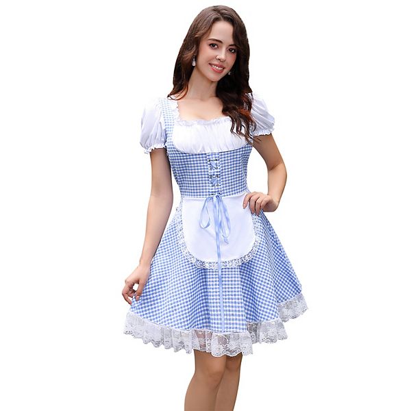 Women's German Dirndl Dress Traditional Bavarian Carnival Halloween Costume